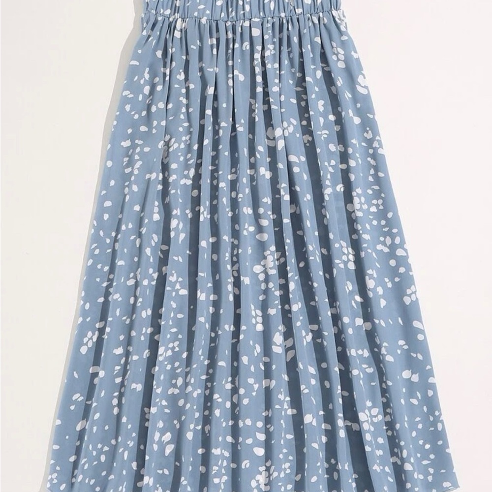 Dusty Blue Dalmatian Print Skirt